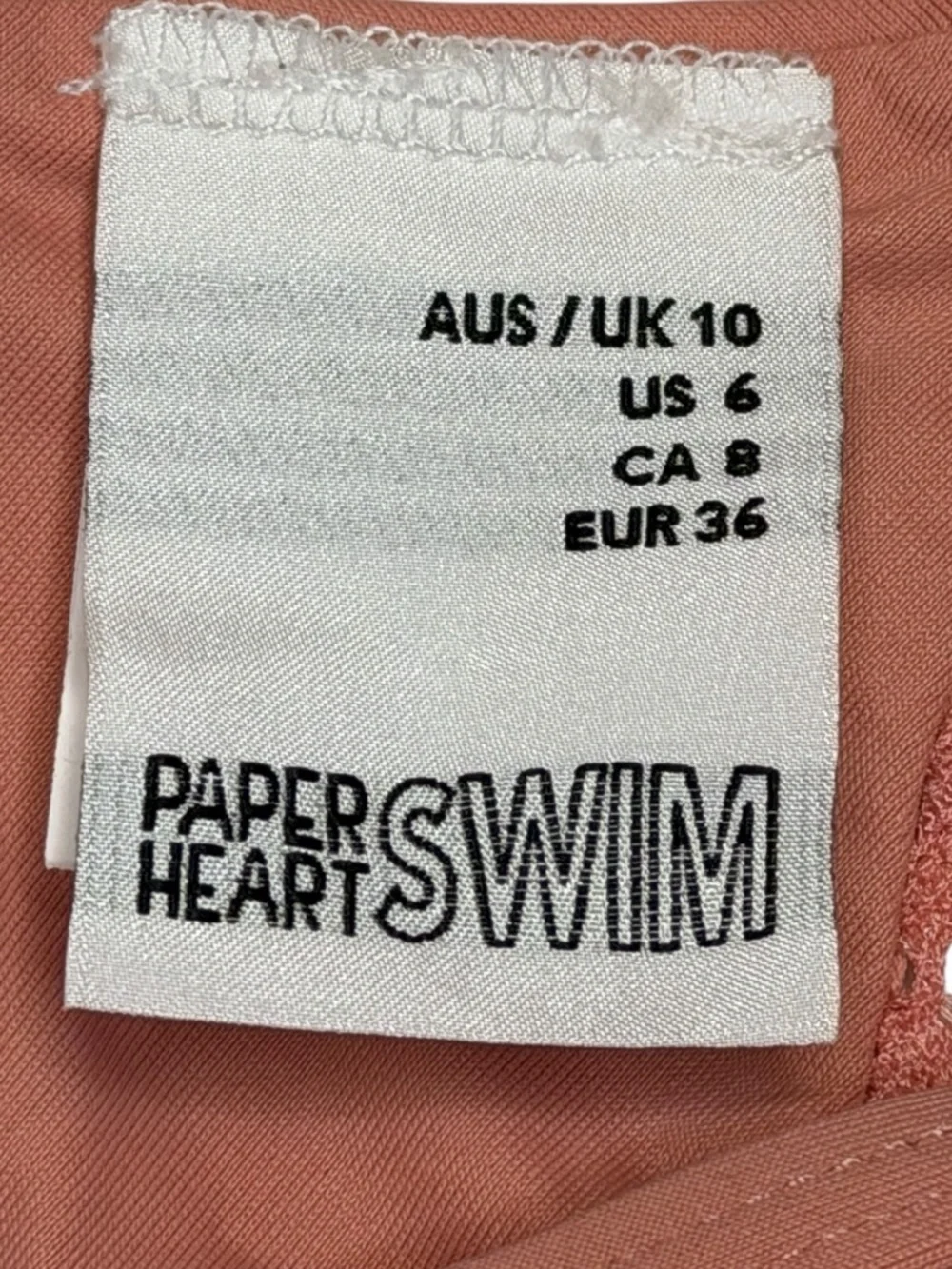 Paper Heart Swim Peach Ruffle Lace One Piece Swimsuit Cutout V Neck Size 6
